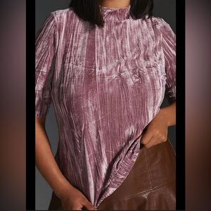 Pilcro Anthropologie Velvet Textured
Mock Neck Top S Lavender